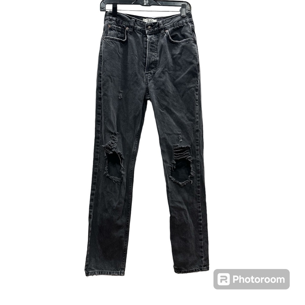 We The Free Jeans Straight Leg Distressed  Black Grey‎ Size 26 Button Fly